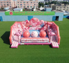 T11-4750C Flamingo-Thema Aufblasbarer Wipeout Big Balls Hindernisparcours