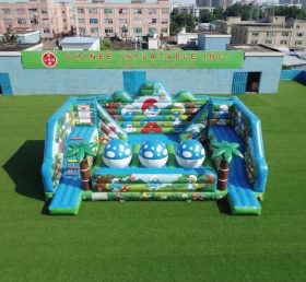 T11-4750P Die Schlümpfe Thema Aufblasbarer Wipeout Big Balls Hindernisparcours