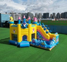 T2-8772 Hüpfburg im Baby Shark Thema mit Rutsche & Pool