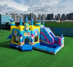 T2-8773 Hüpfburg mit Baby Shark Thema mit Rutsche & Pool