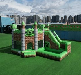 T2-8807 Minecraft Thema Hüpfburg mit Rutsche & Pool
