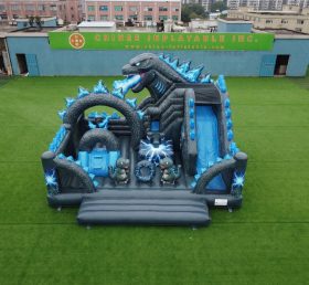 T2-8880 Godzilla-Themen Hüpfburg mit Rutsche