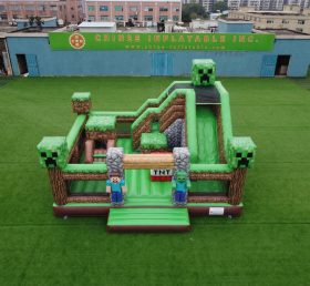 T2-8888 Minecraft-Themen Hüpfburg mit Rutsche