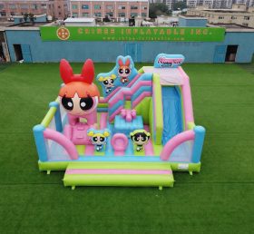 T2-8924 Powerpuff Girls Themen Hüpfburg mit Rutsche