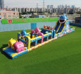 T7-4861 Baby Shark Thema Aufblasbarer Hindernisparcours