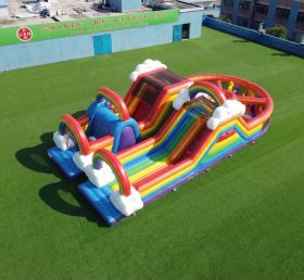 T7-5138 Hindernisparcours mit Regenbogenthema aufblasen