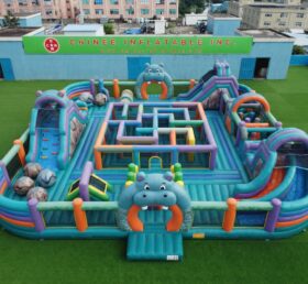 GF3-1467 Hüpfburg-Spielplatz mit Nilpferd-Motiv