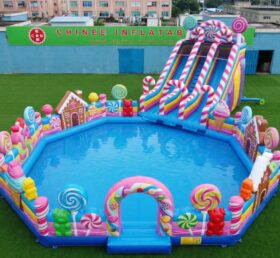 Pool3-859 Süßigkeiten-Thema Aufblasbarer Wasserpark Pool