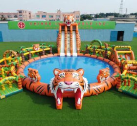 Pool3-916 Tiger Thema Aufblasbarer Pool Wasserpark