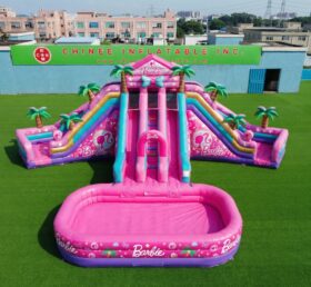 T8-6104 Barbie Thema Aufblasbare Wasserrutsche