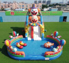 T8-6122 Clown-Thema Aufblasbare Wasserrutsche