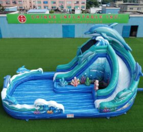 T8-6133 Delfin-Thema Aufblasbare Wasserrutsche