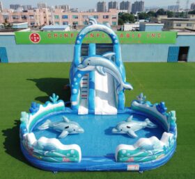 T8-6134 Delfin-Thema Aufblasbare Wasserrutsche