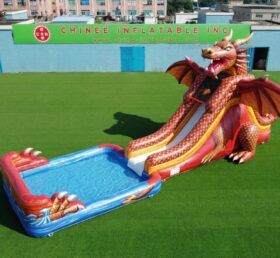 T8-6141 Drachen-Themen aufblasbare Wasserrutsche