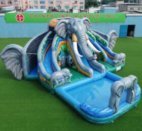 T8-6144 Elefanten-Thema Aufblasbare Wasserrutsche