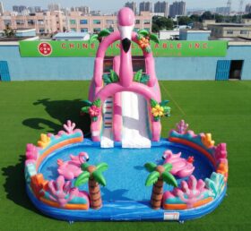 T8-6148 Flamingo Thema Aufblasbare Wasserrutsche