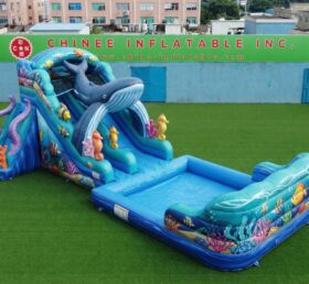 T8-6179 Ozean-Thema Aufblasbare Wasserrutsche