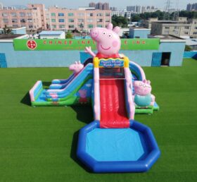 T8-6188 Peppa Pig Thema Aufblasbare Wasserrutsche