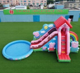 T8-6189 Peppa Pig Thema Aufblasbare Wasserrutsche