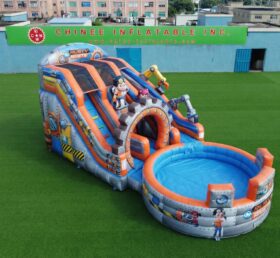T8-6201 Rusty Rivets Thema Aufblasbare Wasserrutsche