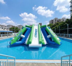 T10-620 Schwimmender Wasserpark Kletter- und Rutschstation – Alles-in-einem-Station