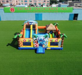 T2-8971 Lilo & Stitch Tropische aufblasbare Kombi-Hüpfburg mit Rutsche