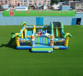 T2-8972 Lilo & Stitch aufblasbare Kombihüpfburg mit Rutsche