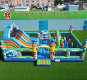 T2-8973 Lilo & Stitch Aufblasbare Kombi-Hüpfburg mit Rutsche