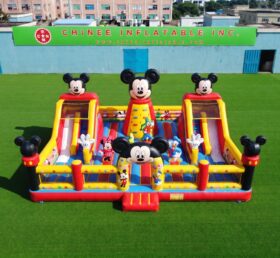 T2-8979 Mickey & Minnie Aufblasbare Kombi-Hüpfburg mit Doppeltutschen