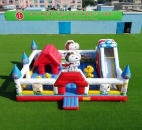T2-9002 Snoopy Themenaufblasbare Kombi-Hüpfburg mit Rutsche