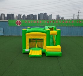 T5-682G Grün Gelb aufblasbare Combo-Hüpfburg mit Rutsche