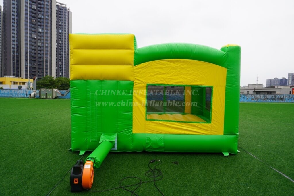 T5-682G Green Yellow Inflatable Combo Bounce House with Slide