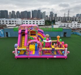 T6-8488B Bonbon-Themen Aufblasbare Fun City Rutschen-Kombi